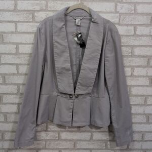 White House black market light gray velvet button front blazer
